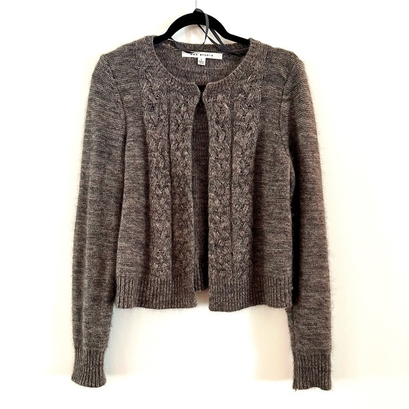 Max Studio Sweaters - Max Studio- Gray Angora Rabbit Hair Cable Knit Short Cardigan Sweater Size: L